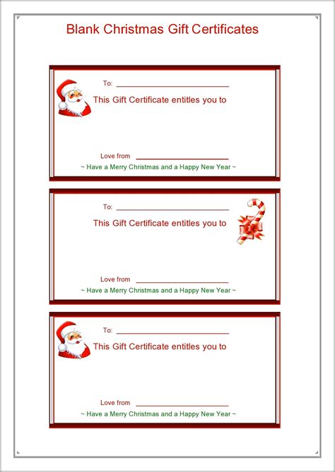 christmas gift certificate  printable templates templates