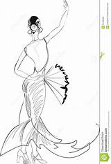 Flamenco Dancer Sketch Fan Coloring Dancers Pages Belly Stock Royalty Templates Template Pasta Escolha Dançarina Spain Colorir Para sketch template