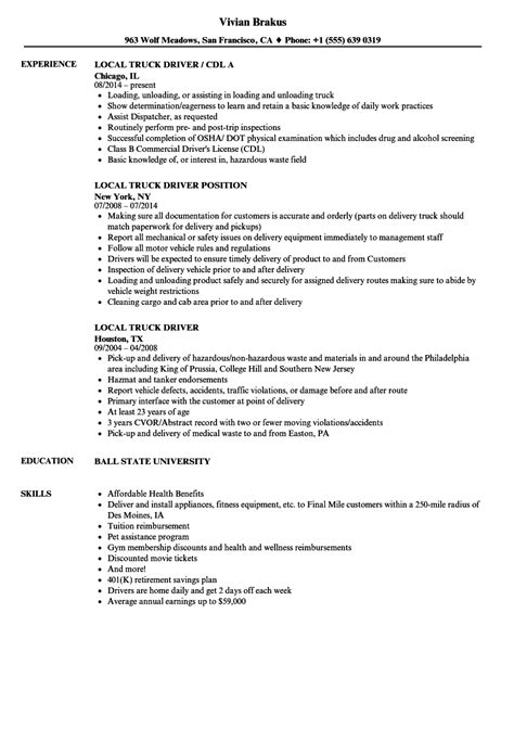 resume examples  truck drivers mryn ism