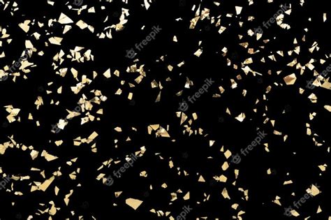 glitter gold confetti isolated on black background festive