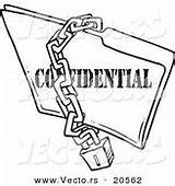 Vector Outline Coloring Cartoon Confidential Folder Lock Chain Over Royalty Stock sketch template