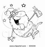 Drunk Santa Coloring Illustration Royalty Clipart Pages Toon Hit Rf Template sketch template