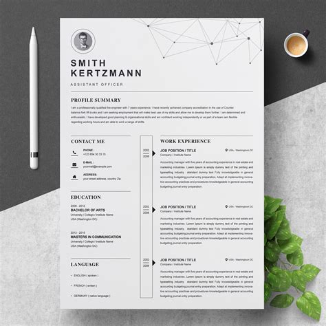 clean resume template cv template illustrator templates creative