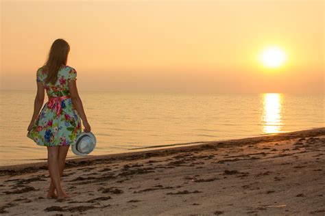 Free Images Beach Sea Coast Sand Ocean Horizon Girl Sunset