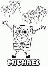 Spongebob Coloring Birthday Pages Name Happy Personalized Sheets Bob Sponge Party Printable Names Clipart Colouring Color Theme Getcolorings Library Print sketch template