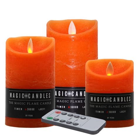 kaarsen set van  stuks led stompkaarsen oranje met afstandsbediening led kaarsen blokker