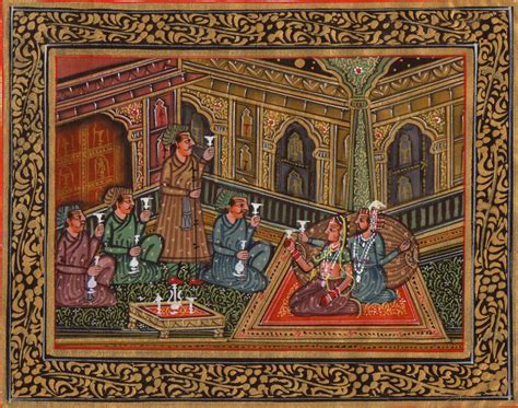 Mughal Miniature Art Handmade Ethnic Erotic Harem Silk