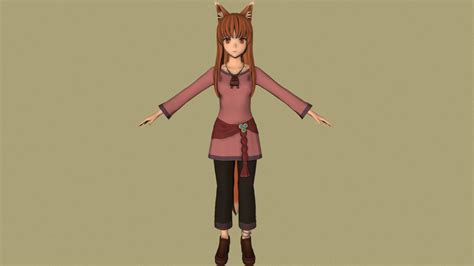 t pose rigged model of horo buy royalty free 3d model by 3d anime