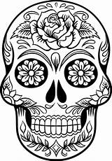 Caveira Mexicana Rosas sketch template