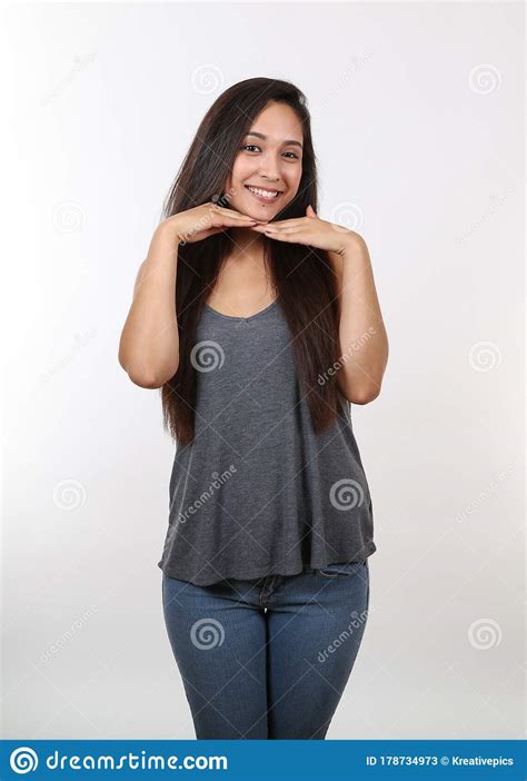 young lady   cute pose  camera stock image image  young