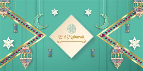 template  eid mubarak  green  gold color tone  vector