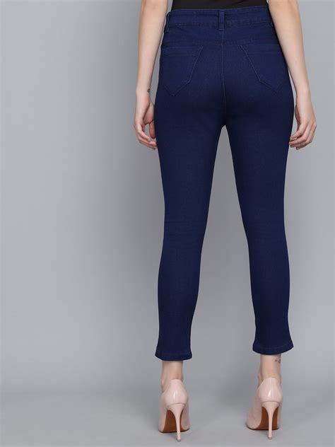 Slim M Moddy 515hw Knee Cut Denim Lycra Women Blue Jeans Button And Zip