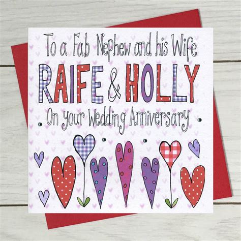 personalised niece  nephew wedding anniversary card  claire sowden