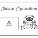 Canarias Colorear Banderas Escudos sketch template