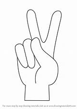 Peace Draw Hand Sign Drawing Step Symbols Signs Drawings Hands Tutorials Easy Drawingtutorials101 Symbol Reference Learn Gesture Hippie Choose Board sketch template