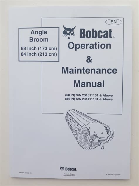 bobcat angle broom   operators manual sps parts