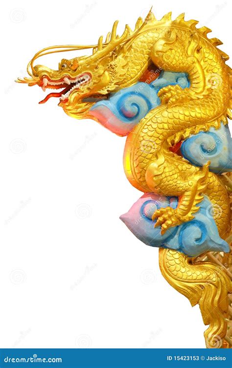 golden dragon stock image image  sculpture head symbol
