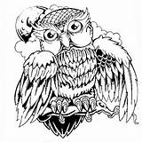Owl Steampunk Coloring Pages Template Tattoo Choose Board sketch template