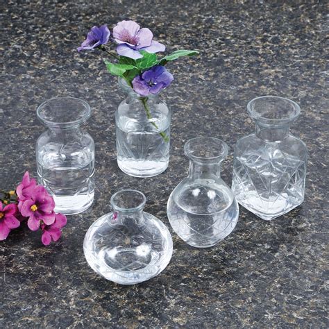 Unique Cut Glass Clear Glass Vases Set Of Five Bud Vase To Small