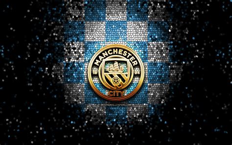 wallpapers manchester city fc glitter logo premier league blue white checkered