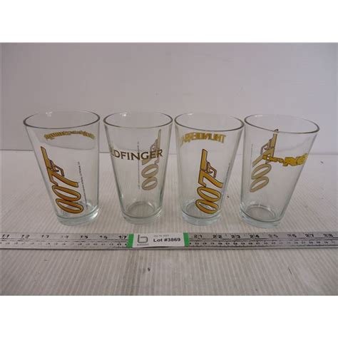 Vintage James Bond 007 Drinking Glasses Set Of 4 Bodnarus Auctioneering