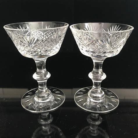 vintage hawks crystal stemware pare shallow champagne glasses bridal