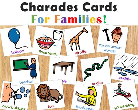 charades cards  kids etsy uk