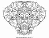 Coloring Monkey Zentangle Stress sketch template