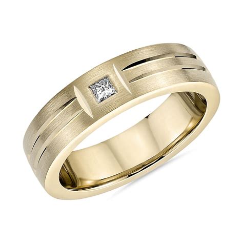 single diamond dual polish inlay matte wedding band   yellow gold mm blue nile ca