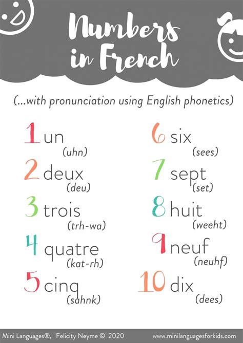french  kids french numbers counting  french  printable