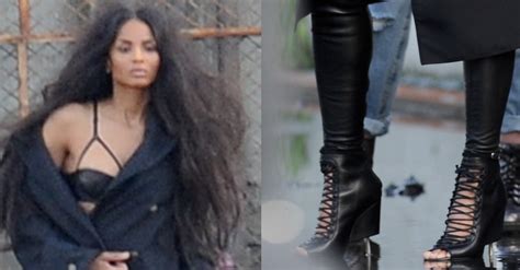ciara gets fierce in bondage inspired two piece and thigh high boots for vogue