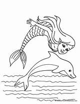 Mermaid Dolphin Coloring Pages Color Print Sea Hellokids Dolphins Underwater Creature Friendly sketch template