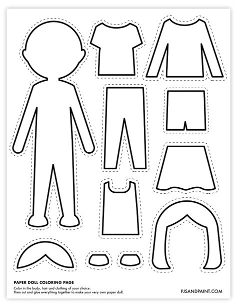 printable paper doll coloring page pjs  paint
