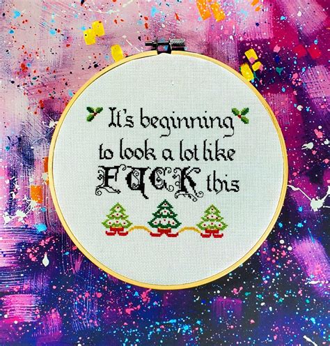 Its Beginning To Look A Lot Like Fuck This Cross Stitch Etsy