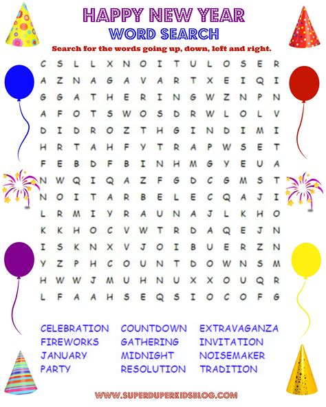 years word search printable