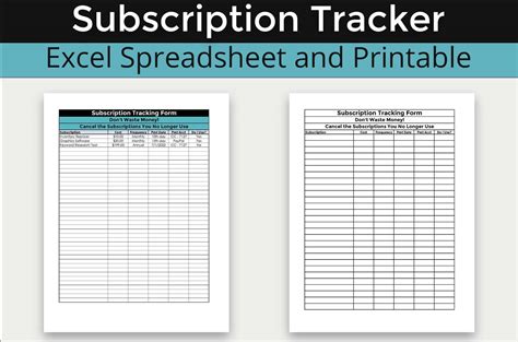 subscription tracking spreadsheet  printable   dreams