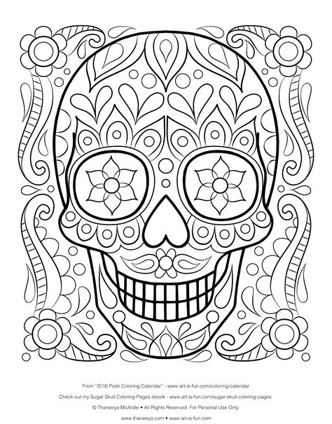 printable sugar skull coloring pages  adults coloring home