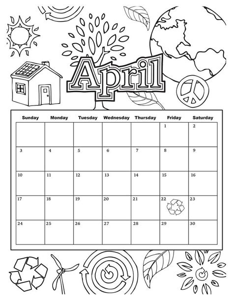 april coloring pages calendar april coloring page  printable