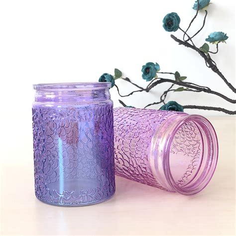 Iridescent Pink Glass Candle Jars For Wedding Decoration High Quality