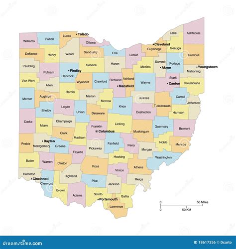 ohio counties map royalty  stock image image