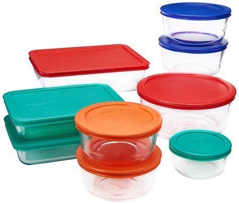 Pyrex Simply Store Glass Rectangular And Round Food Container Set 18