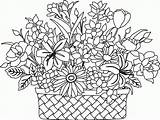 Coloring Flowers Basket Flower Pages Drawing Colouring Printable Bouquet Quality High Print Color Clipart Phong Sketch Adults Getdrawings Pdf Getcolorings sketch template