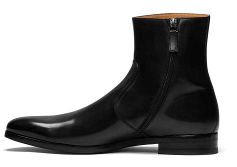 handmade men leather side zipper boots mens genuine leather dress boot mens black boot