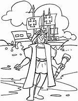 Columbus Coloring Pages Christopher Arrival Educate Explorer Kids sketch template