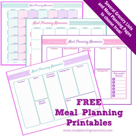 updated printable meal planning pages grocery lists meal