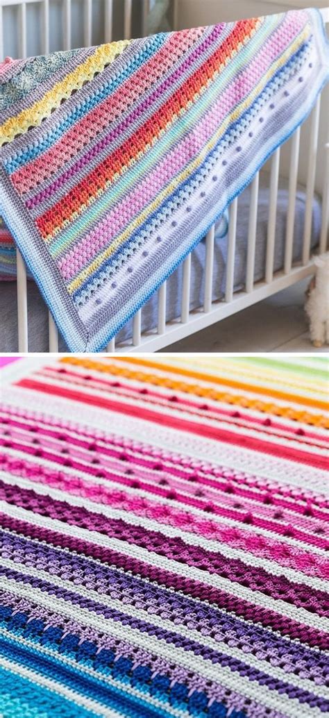 baby rainbow sampler blanket weave crochet
