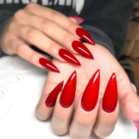 Sport Beautiful Red Acrylic Nails