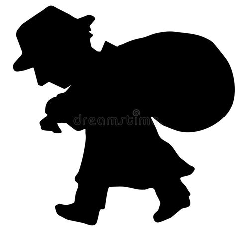 carrying sack silhouette black stock illustration illustration  thief white
