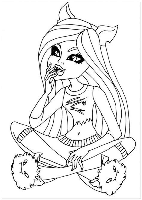 monster high coloring pages evil girl sitting  easy monster