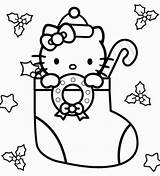 Kitty Hello Christmas Coloring Pages Printable Getdrawings sketch template